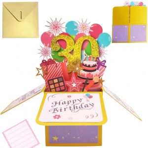 Carte Anniversaire 30 Ans Cartes D'anniversaire Pop-up Carte de Voeux 3d Avec Enveloppe Cadeau pour Femmes Hommes Filles Amis Mères (A 30) - Neuf