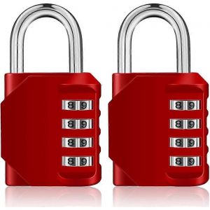 Cadenas à combinaison à 4 chiffres pour salle de sport,école,extérieur et casier d'employé,rouge - Neuf