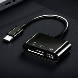 3in1 lecteur de carte SD TF adaptateur OTG USB 2.0 3.0 Compatible pour MacBook Pro ordinateur portable cam&eacute;ra t&eacute;l&eacute;phones mobiles--c black - Neuf