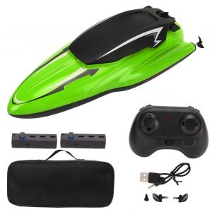 Bateau telecommande, bateau RC, etanche, haute vitesse, modele de bateau a moteur, jouet pour enfants de plus de 8 ans, vert, 3 piles - Neuf