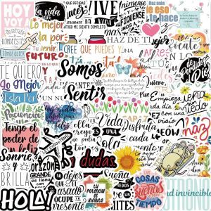 Autocollants Texte Inspirant En Espagnol 50pcs Mignon Scrapbooking Autocollants Esthétique Rétro Journaling Fournitures Kit Imperméable Pour Planner Scrapbook Papier Ordinateur Portable - Neuf