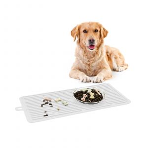 Hjlian (Blanc) Set De Table Pour Animaux De Compagnie Tapis D'alimentation Pour Chat Anti-Deversement Impermeable Et Anti-Deversement Set De Table Pour Chien (47*20cm) Materiau : Silicone - Neuf