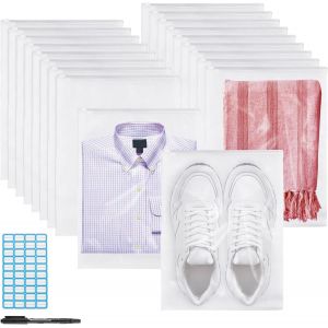 40 Pi&egrave;ces Pochette Rangement Val , 30 X 40 Cm Etanchede Sac Zipper Rangement Avec Un Autocollant D'&Eacute;tiquette Et Un Stylo, Organisateur Val Pour Costume, Maquillage, Sous V&ecirc;tements - Neuf