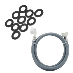 Tuyau d'arriv&eacute;e d'eau universel livr&eacute; avec les joints 20/27 avec raccords droit x coud&eacute; (L3500mm 3/4 F x 3/4 C) Lave-linge (3666356333307 ) - Neuf