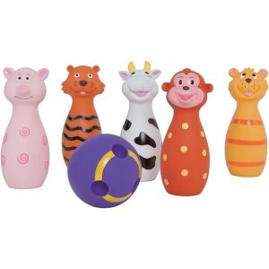 ERYI-- Jeu De 5 Quilles En Forme De Chats + 1 Balle - Jouet D¿Éveil En Plastique Souple Pour Développer La Dextérité Et La Motricité - À Partir De 10 Mois - Neuf