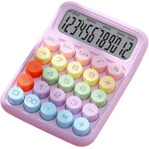 Calculatrice à Clavier mécanique, Calculatrice inspirée de la Machine à écrire, Bouton Rond, Grand écran, Portable, Facile à Utiliser, pour Le Bureau, l'école, la Maison, Calculatrice à Blanc - Neuf