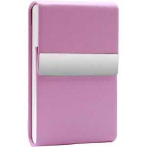 Étui à cigarettes en métal rose, boîte à cigarettes en cuir PU, paquet de cigarettes, paquet de cigarettes mince pour femme - Neuf