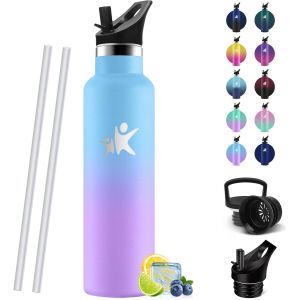 Gourde Isotherme 1l, &Eacute;tanche Sans Bpa, Gourde Isotherme, Double Paroi, Bouteille Isotherme, 18/8 Acier Inoxydable, Gourde Inox, Bouteille D'eau Pour Sport, Randonn&eacute;e, &Eacute;cole, Bureau - Neuf