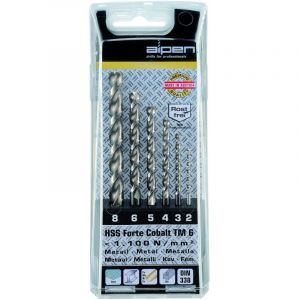 M&egrave;che Spirale Hss En Cobalt Forte Courte Din 338, Diam&egrave;tre De 2 &agrave; 8 Mm De 6 Pi&egrave;ces Dans Coffret En M&eacute;tal, 100616100 - Alpen - Neuf