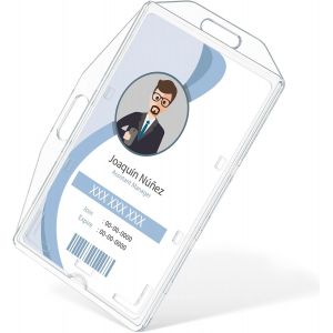 KALANKA-Porte Badge Vertical et Horizontal à une carte avec fente pour le pouce Protecteur de boîtier PC transparent rigide pour ID d'école de bureau Cartes de crédit Licences Passes, Lot de 2 - Neuf