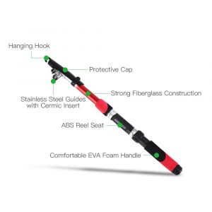 Canne à PêChe TéLescopique Portable De 2.1m, En Fibre De Verre, Pour Voyage, PêChe En Mer, Spinning - Neuf