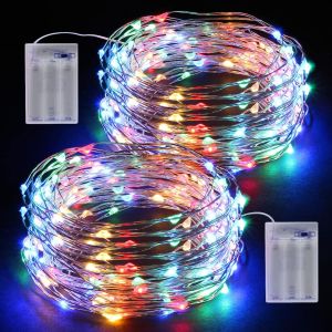 Guirlande Lumineuse, 2 X 12m 120 Led Girlande De Lumière Étanche Extérieur Intérieur Guirlandes Lumineuses À Piles Aa Pour Fête, Jardin, Noël, Mariage, Anniversaire, Chambre, Decoration - Multicolore - Neuf