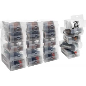 Mevronisshop-Boite De Rangement Chaussures En Plastique Transparent (Lot De 20) - Rangement Chaussures Pour Femmes, Hommes Et Enfants - Pliables, Ondul&eacute;es Et Empilables Pour Le Rangement Et Le Voyage - Neuf