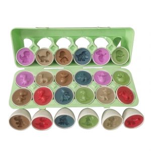 12Pcs P&acirc;ques Dinosaure Oeufs Sensoriel Apprentissage Pr&eacute;coce Motricit&eacute; Fine Jouets &Eacute;ducatif Couleur Forme Puz - Neuf