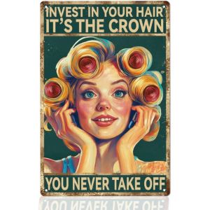 Panneau Vintage Coiffeur Panneau En M&eacute;tal,Investissez Dans Vos Coiffures Panneau Poster D&eacute;cor Plaque Murale Cadeaux Coiffeur Salon Art Mural D&eacute;coration Bar,20x30cm - Neuf