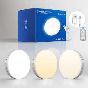 SUBZONAL-Lampe Detecteur de Mouvement Interieur avec T&eacute;l&eacute;commande, 3 Pi&egrave;ces Veilleuse LED Detecteur de Mouvement pile Lumi&egrave;res Rechargeables sans fil pour Escalier, Couloir, Chambre, Cuisine, Placard - Neuf