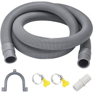 Tuyau Machine à Laver 1M/1.5M/2M/3M,Rallonge Tuyau Vidange Machine a Laver,Rallonge Tuyau Lave Vaisselle avec Support et Colliers de Serrage,Rallonge Evacuation pour Lave-Linge,Lave-Vaisselle - Neuf