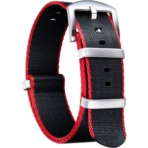 Bracelet De Montre En Nylon Balistique Militaire Remplacement Bracelet Montre Tressé Avec Noir/Argent Boucle En Acier Hommes Femmes 20 Couleurs 18mm 20mm 22mm 24mm (Version De Mise À Niveau).[U2361] - Neuf