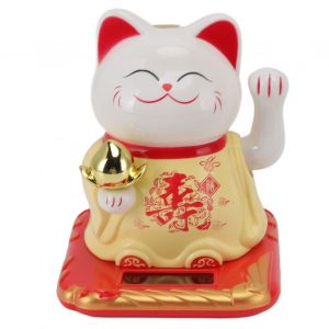 Hjlian Chat Porte-Bonheur En Plastique A Induction, Decoration Chinoise Pour Maison Et Voiture, Jaune - Neuf