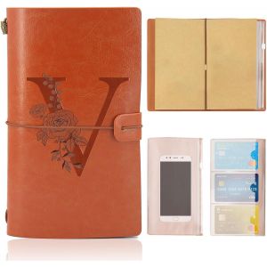 Cuir Vintage Journal Intime,Carnet De Voyage A5,Idee Cadeau de Noël Graduation Anniversaire Fête des Mères pour Femme,Maman,Fille,Soeur,Fils,Meilleure Amie,Maitresse D'École,Collègue(V) - Neuf