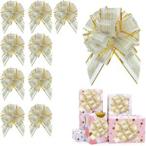 Kal-Lot De 10 Grands N?Uds Pour Cadeau, 17 Cm Rubans D'emballage Cadeau, Couleur Métallique Mate, Pour Bricolage Et Emballage, N?Uds Décoratifs Pour Mariage, Anniversaire, Voiture - Neuf