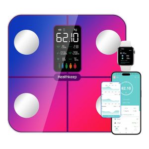 Healthkeep Balance P&egrave;se Personne Balance Connect&eacute;e Imp&eacute;dancem&egrave;tre Avec Affichage Va 15 Donn&eacute;es Corporelles Et Fr&eacute;quence Cardiaque Pour App Andriod Et Ios Max. 180kg/400lb, Multicolore - Neuf