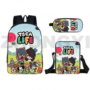 Sac à dos Toca Boca imprime en 3D pour adolescentes, cartable de voyage pour femmes, cartable Kawaii, sac à dos de jeu Toca Life World de 40,6 cm - Neuf