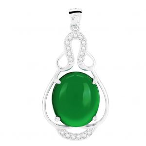 Collier Avec Pendentif En Argent Sterling 925 Et Emeraude Verte, Avec Strass, Pour Femme - Neuf