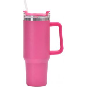 Eryi-Gobelet Avec Poignée, Tasse À Café, Isotherme Avec Paille Et Anse, Double Paroi En Acier Inoxydable, Boissons Chaudes Et Froides, Avec Paille (Rouge, Tasse De 100 G) - Neuf