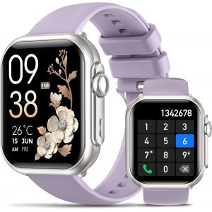 Montre Connect&eacute;e Homme avec Batterie 1000mAh, 1.85'' AMOLED Smartwatch Homme avec 120+ Modes Sportifs/5ATM &Eacute;tanche/SpO2/Fr&eacute;quence Cardiaque/Sommeil, Fitness Tracker pour Android iOS, Violet - Neuf