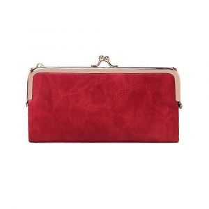 Solide Couleur Multifonction Long Portefeuille Vintage Embrayage, porte-Monnaie Avec fermeture &eacute;clair Femmes du Titulaire de la Carte 2PCS Qb332-Rouge - Neuf
