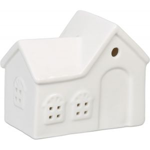 KALANKA-Photophore en Forme de Maison, pour 1 Bougie Chauffe-Plat, H x L x P : 9 x 11 x 6 cm, Blanc - Neuf
