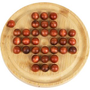 Eryi-Towo Solitaire En Bois Towo - Puzzle De Billes - Plateau Rond De 19.5 Cm (7,7"") - Jeu De Réflexion À Un Joueur - Neuf
