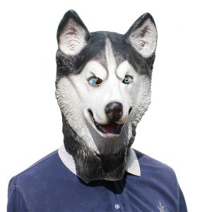 Masque D'halloween, Husky Chien En Latex Tête D'animal Masque Nouveauté Costume De Caoutchouc Masques D'halloween Carnaval Partie Délicate Drôle Cos Masque De Chien De Chien De Latex Masque(Husky) - Neuf