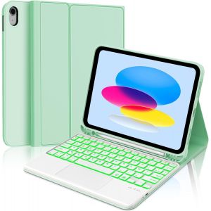 Clavier Pour Ipad 11 Ème A16 2025 - Coque Clavier Ipad 10Eme Generation 2022, Trackpad Multi-Touch,Rétroéclairage 7 Couleurs, Azerty - Neuf