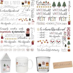 Rub On Lot De 4 Autocollants D'environ A5 19 X 14 Cm Film Lavable Pour D&eacute;coration De No&euml;l, Keraflott, Maison, Meubles, Verre, Bois, Album Photo, D&eacute;coration Diy, Esth&eacute;tique Des Autocollants - Neuf