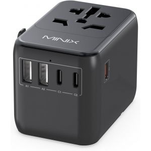 JGD-Adaptateur de Voyage Universel , Adaptateur de Prise d'alimentation Internationale Max 35 W 3 USB C 2 USB A, Chargeur Mural Mondial Tout-en-Un pour Les &Eacute;tats-Unis, l'UE, Le Royaume-Uni, l'UA - Neuf