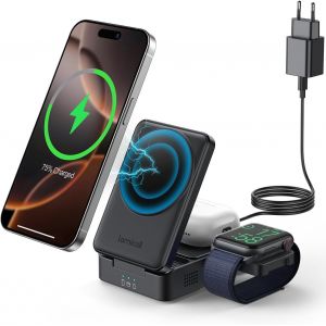 3-En-1 Chargeur Induction - [Pliable] Station De Charge Pour Pour Magsafe, Charge Rapide, Chargeur Sans Fil De Voyage Pour Iphone 16/15/14/13/12 Pro Max, Airpods 2/3/Pro & Apple Watch - Neuf