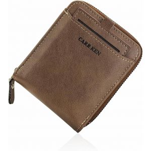 NSIECD-Petit Portefeuille Homme Cuir avec Porte-Badges Amovible, Porte Monnaie Homme Fente Multiple Portefeuille pour Homme Porte Carte, Porte Feuille Homme Etui Carte avec Fermeture &Eacute;clair - Neuf