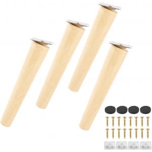 Lot de 4 Pieds de Canap&eacute; Bois Massif, Pieds de Meubles pour Fauteuil, Table de Nuit, Armoire, Tiroir(20cm,Oblique) - Neuf