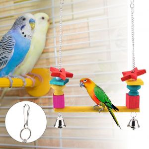 Hjlian 1 Support Suspendu En Bois Pour Perroquet, Balancoire, Echelle, Jouets Avec Cloches - Neuf