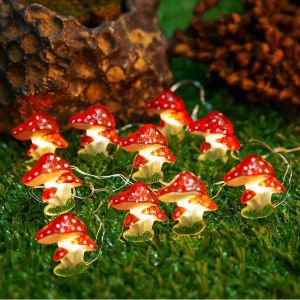 Kal-Veilleuse Champignon - 30 Led - Blanc Chaud - Fil De Cuivre - Guirlande Lumineuse À Piles Avec Télécommande - Pour Jardin, Pâques, Chambre À Coucher, Thanksgiving, Fête De Noël - Décoration - Neuf