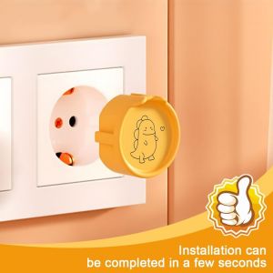 Cache Prise Bébé 10 Pcs Cache-Prise Silicone Dinosaure (2x Blanc/Noir/Café/Gris/Jaune)-Maison & Enfants Protection Électrique - Neuf