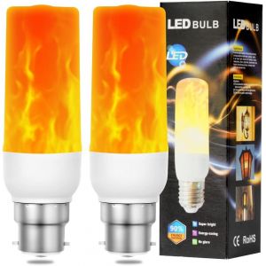 Ampoule &Agrave; Flamme Led, 3w E27 Ampoule &Agrave; Effet De Flamme, 1400k, Ampoule &Agrave; Lumi&egrave;re Vacillante, 3 Modes D'&eacute;clairage, Lampes D'ambiance D&eacute;coratives Pour Maison, Jardin, Bar, Halloween, No&euml;l (2 Pcs) - Neuf