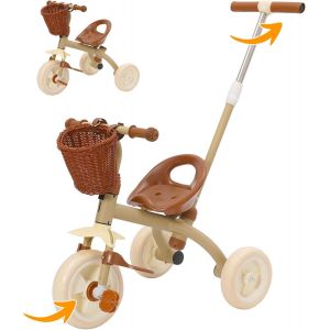Subzonal-Tricycle B&eacute;b&eacute; &Eacute;volutif,Tricycle De 1 &Agrave; 3 Ans,Draisienne &Eacute;volutif Avec Barre De Pouss&eacute;e Amovible Et R&eacute;glable,Velo Enfant 5 Ans Avec P&eacute;dales Amovibles Et Si&egrave;ge R&eacute;glable,Draisienne,2 &Agrave; 5 Ans(Ve - Neuf