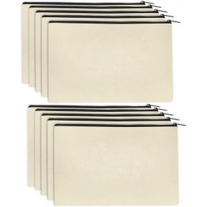 MAA-10 PCS Trousse en Tissu de Rangement Beige Trousse Maquillage Tissu Zippée Trousse de Maquillage en Toile Pochette Maquillage Tissu avec Fermeture Eclair pour Cadeaux Bijoux Cosmétiques - Neuf