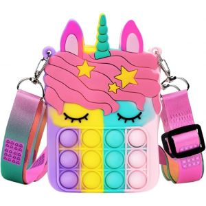 KAL-Licorne Pop-It Push Bubble Fidget Toys Sac &Agrave; Bandouli&egrave;re Pour Filles Sensory Toys, Pop Jouets Anti-Stress Sac &Agrave; Main Pour Femmes Et Enfants - Neuf