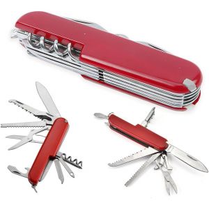 1 Article 9.5 * 2.5 * 1.5cm Couteau Suisse,Couteau Randonn&eacute;e,Couteaux Suisse,Couteau Multifonction,Swiss Army Knife,Couteau De Poche Suisse,L&eacute;ger,Multitool&iquest;11 Fonctions&iquest; (Rouge) - Neuf