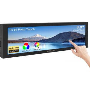 lbgwp60-Mini Écran Tactile 8,8"" 1920 X 480, Coque En Métal, Écran Tactile Portable Ips, Hdmi, Usb-C, Petit Écran Pour Ordinateur Portable Raspberry Pi Aida64 Gpu Cpu Ram Surveillance Pc Case - Neuf