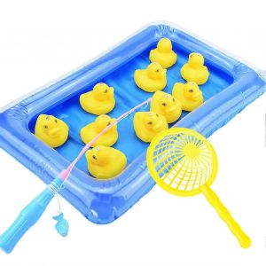 Ensemble de piscine et d'étang de pêche aux canards : 10 canetons, jouet aquatique pour le plaisir éducatif des enfants d'âge préscolaire - Neuf